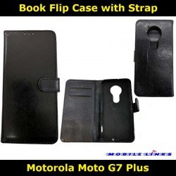 Book Flip Case with Strap For Motorola Moto G7 Plus XT1965 Slim Fit Look